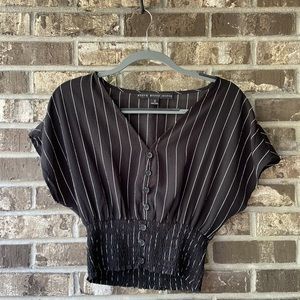 cropped fit & flowy button down shirt